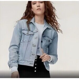 Aritzia Wilfred Free Bishamber‎ Denim Jean Jacket Womens Size S 100% Cotton EUC